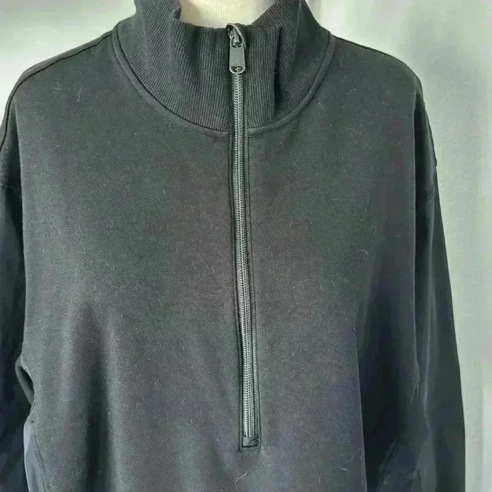 ATHLETA Triumph Hybrid Half Zip Sweatshirt L Large Black Jacket Pullover - Picture 8 of 9